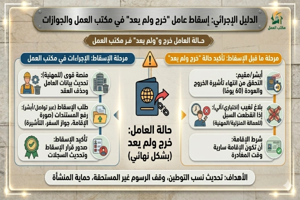 إسقاط عامل خرج ولم يعد مكتب العمل
