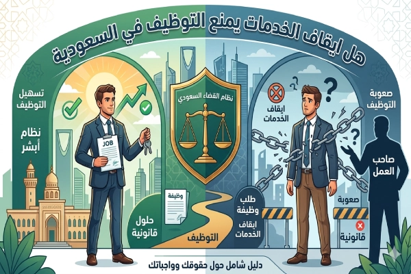 هل ايقاف الخدمات يمنع التوظيف في السعودية