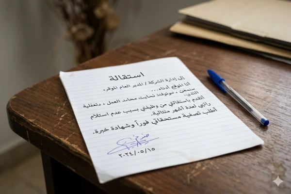 نموذج استقالة وترك العمل بسبب تأخر الراتب