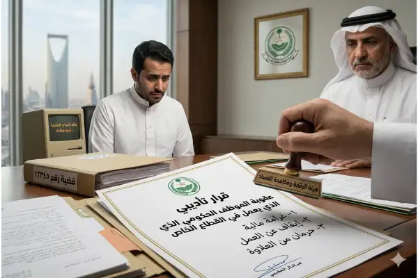 عقوبة الموظف الحكومي الذي يعمل في القطاع الخاص 