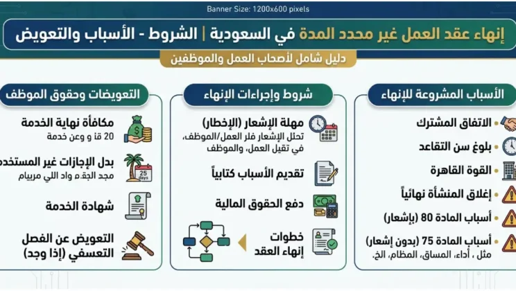 إنهاء عقد العمل غير محدد المدة في السعودية |الشروط – التعويض