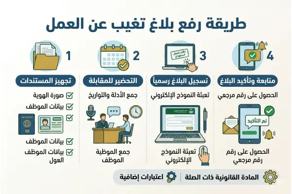 طريقة رفع بلاغ تغيب عن العمل