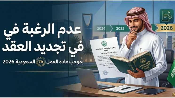 عدم الرغبة في تجديد العقد بموجب مادة العمل 74 السعودي 2026