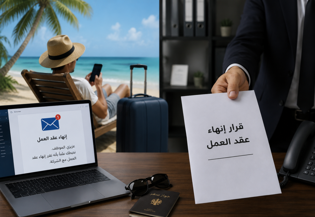 هل يحق للشركة إنهاء عقد الموظف أثناء الإجازة